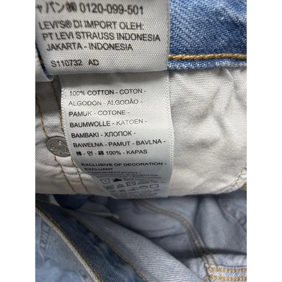 Levis 501‎ Jeans Womens Measured 34x28 Original Cropped Button Fly Distressed - Picture 8 of 9